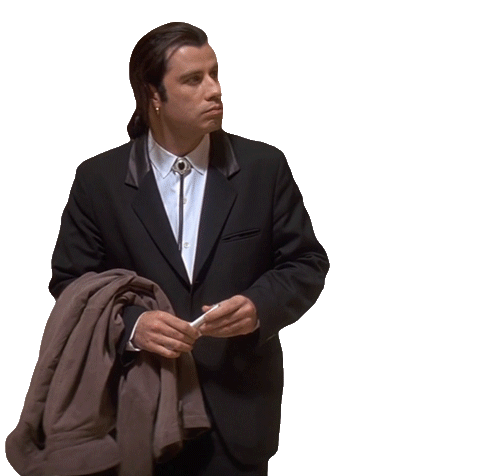 Vincent Vega in Pulp Fiction validating whether to get high in his drug dealer\'s room or not.